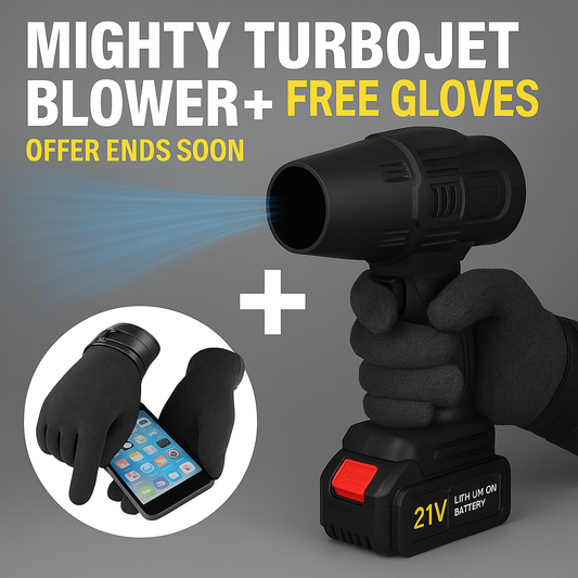 Mighty Turbo Hand-Held Blower + Touch Screen Gloves