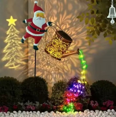 Solar Santa Kettle Garden Lights