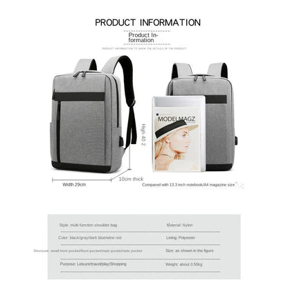 Business Laptop Backpack Large Capacity Multifunctional Usb Charging Waterproof Film Backbag Casual Shoulder Bag For Men