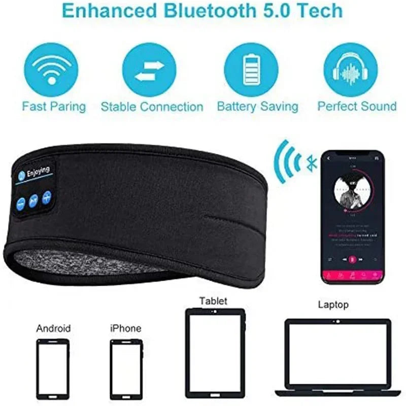 Xioami Bluetooth 5.0 Earphones Sports Sleeping Headband Elastic Wireless Headphones Music Eye Mask Noise Cancellation Headset
