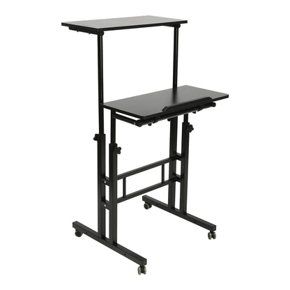 Small Adjustable Standing Desk with Wheels Home Office Workstation,Portable Rolling Desk Laptop Cart for Standing or Sitting