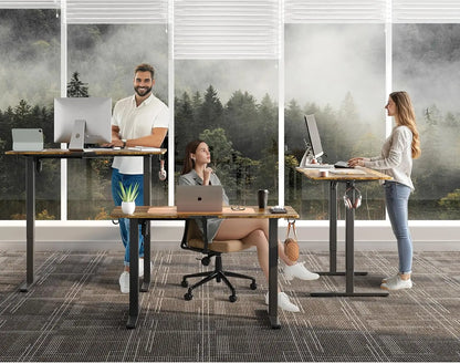 Electric Standing Desk 48x24 Adjustable Height with Wheels Ergonomic Sit Stand Desk for Office Home Workstation Rustic Brown