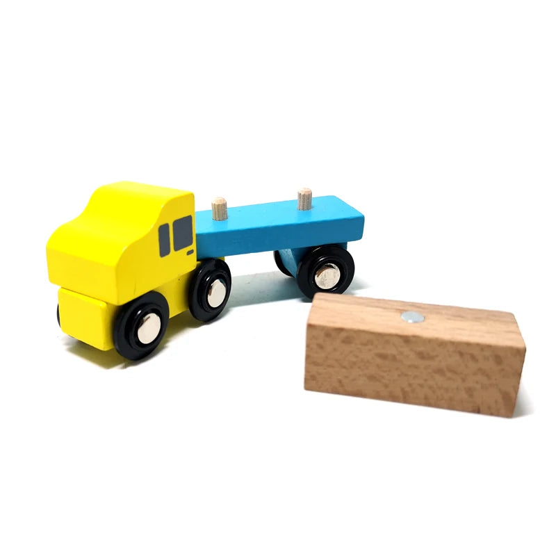 Car Toy,Wooden Train Magnetic Link Can Be Connected To Wooden Train Set Track Toy Children's Puzzle Hand Push Toy Car,W09