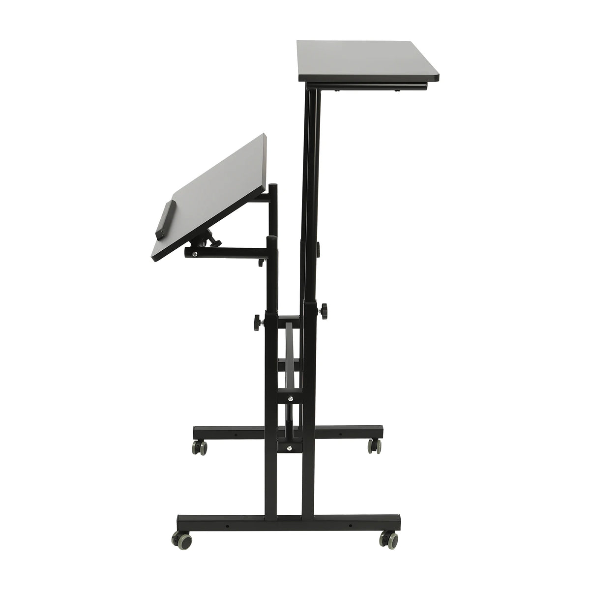 Small Adjustable Standing Desk with Wheels Home Office Workstation,Portable Rolling Desk Laptop Cart for Standing or Sitting