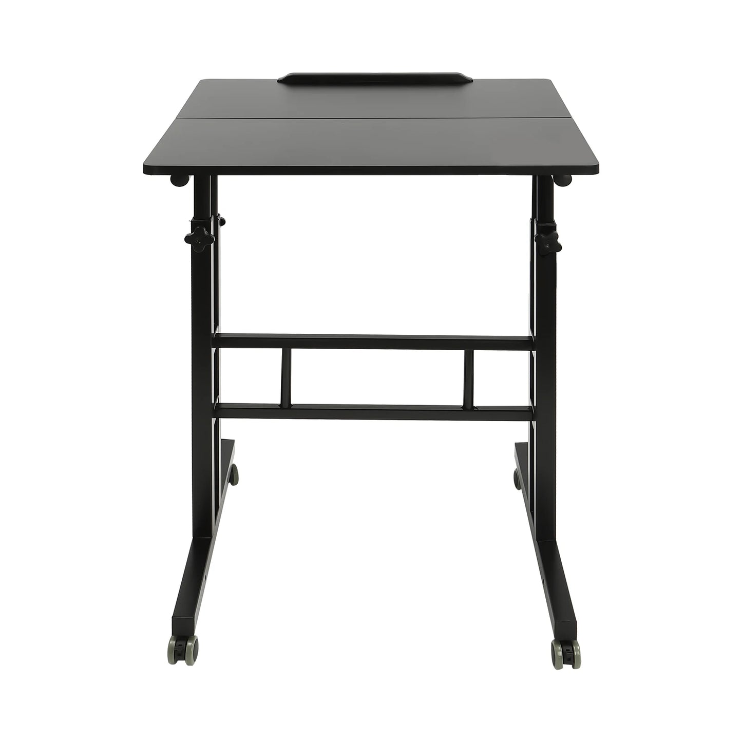 Small Adjustable Standing Desk with Wheels Home Office Workstation,Portable Rolling Desk Laptop Cart for Standing or Sitting