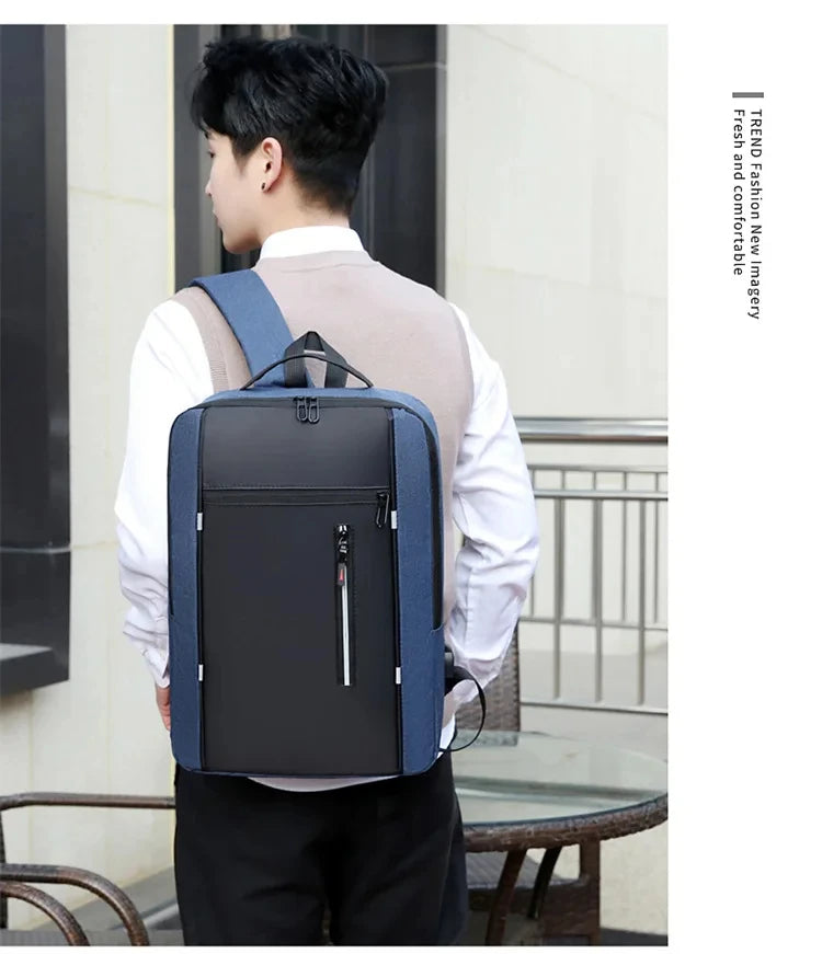 Waterproof Oxford Laptop Backpack for Men 15.6 Inch USB Charging Business Travel School Backpack High Capacity