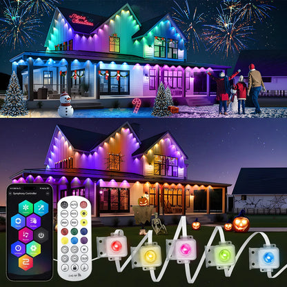 20M Permanent Outdoor Lights Smart RGBIC LED Eaves Lights with App/Remote Control Full House Flashing Lighting Christmas  Decor