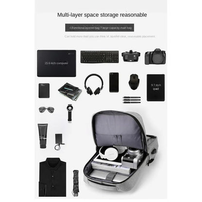 Business Laptop Backpack Large Capacity Multifunctional Usb Charging Waterproof Film Backbag Casual Shoulder Bag For Men