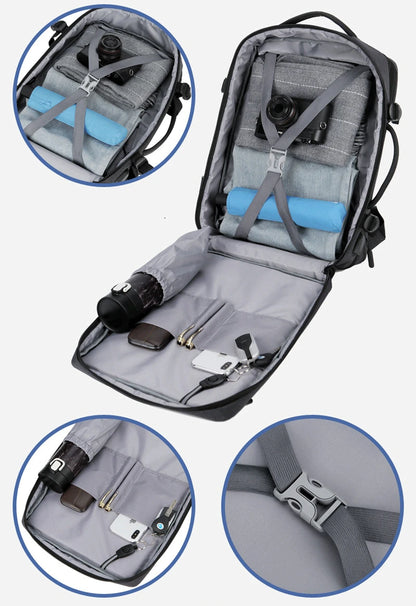 Men Large Capacity Backpack USB Charging Male Laptop Bagpack Waterproof Business Travel Back Pack Luggage Bag Mochila