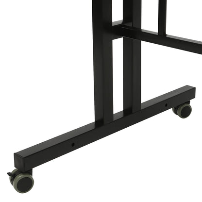 Small Adjustable Standing Desk with Wheels Home Office Workstation,Portable Rolling Desk Laptop Cart for Standing or Sitting