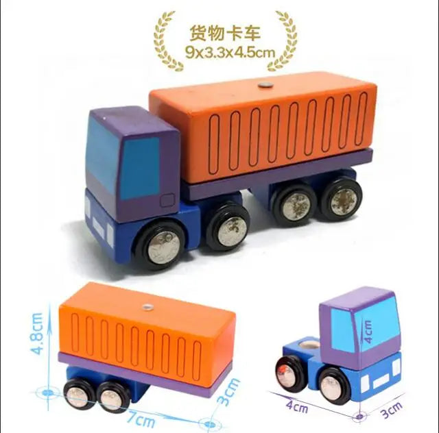 Car Toy,Wooden Train Magnetic Link Can Be Connected To Wooden Train Set Track Toy Children's Puzzle Hand Push Toy Car,W09