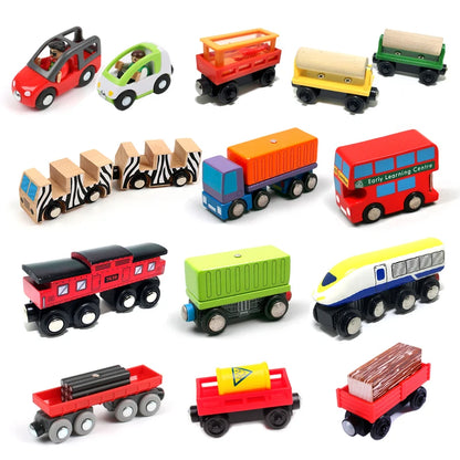 Car Toy,Wooden Train Magnetic Link Can Be Connected To Wooden Train Set Track Toy Children's Puzzle Hand Push Toy Car,W09