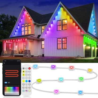 20M Permanent Outdoor Lights Smart RGBIC LED Eaves Lights with App/Remote Control Full House Flashing Lighting Christmas  Decor