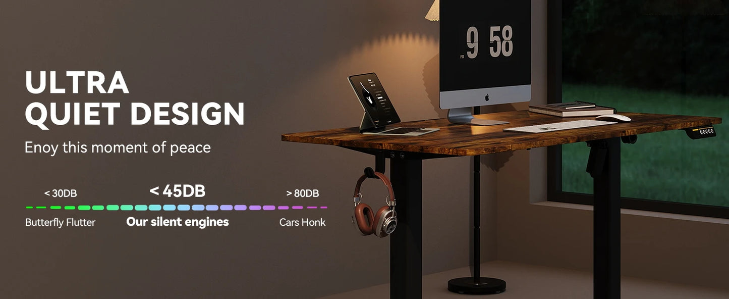Electric Standing Desk 48x24 Adjustable Height with Wheels Ergonomic Sit Stand Desk for Office Home Workstation Rustic Brown