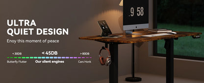 Electric Standing Desk 48x24 Adjustable Height with Wheels Ergonomic Sit Stand Desk for Office Home Workstation Rustic Brown