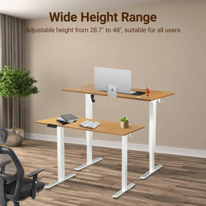 Electric Adjustable Height Standing Desk - 40 x 24 inch Sit to Stand Up Desk with Splice Board, Rising Home Office Computer Tabl