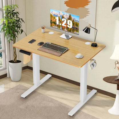 Electric Adjustable Height Standing Desk - 40 x 24 inch Sit to Stand Up Desk with Splice Board, Rising Home Office Computer Tabl
