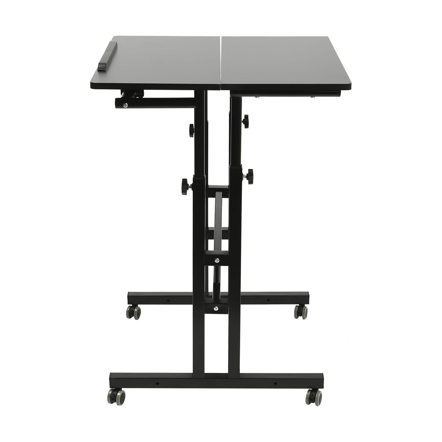 Small Adjustable Standing Desk with Wheels Home Office Workstation,Portable Rolling Desk Laptop Cart for Standing or Sitting