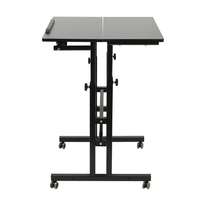 Small Adjustable Standing Desk with Wheels Home Office Workstation,Portable Rolling Desk Laptop Cart for Standing or Sitting
