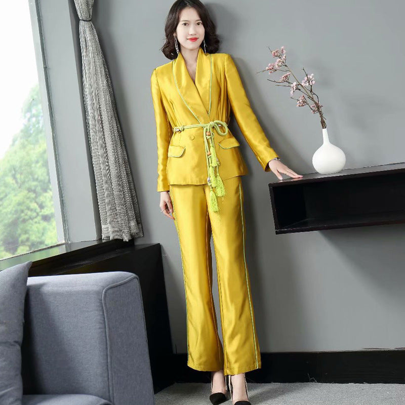 Women's Temperament Coat And Pants Two-piece Suit