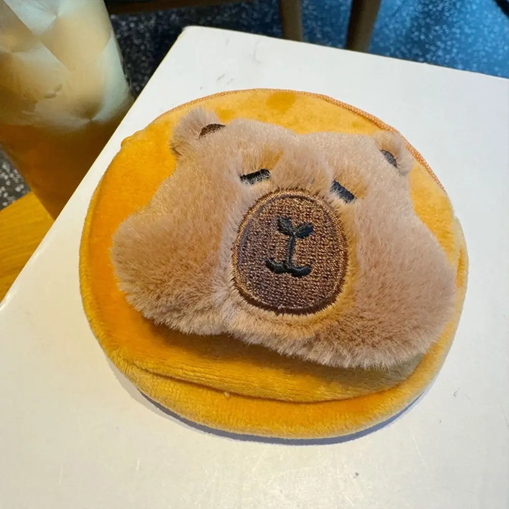 Funny Portable Capybara Plush Coin Purse Cartoon Animal Zipper Capybara Purse Bag Kawaii Mini Capybara Earphone Bag Bag Pendant