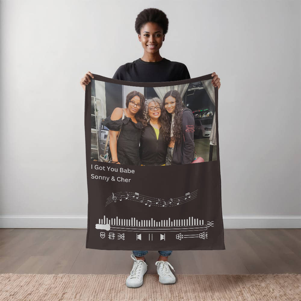 Personalized Mink Touch Fleece Blanket with Photo Upload & Song Choice