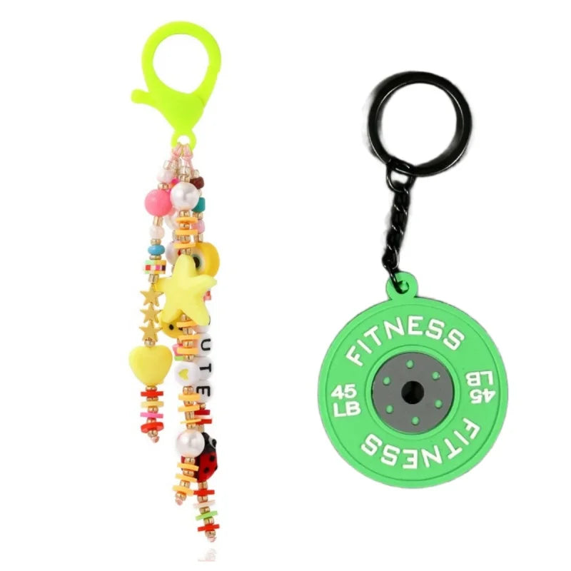 Cute Keychain Fashion Beaded Letter Keyring Colorful Cute Student School Bag Pendant Letter Keyring Pendant Back To School Gifts