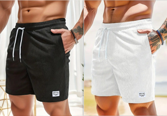 Lace-up Drawstring Shorts Summer Corduroy Sports Short Pants Mens Clothing