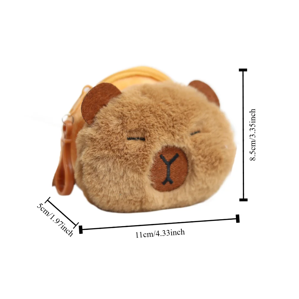 Funny Portable Capybara Plush Coin Purse Cartoon Animal Zipper Capybara Purse Bag Kawaii Mini Capybara Earphone Bag Bag Pendant