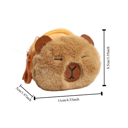 Funny Portable Capybara Plush Coin Purse Cartoon Animal Zipper Capybara Purse Bag Kawaii Mini Capybara Earphone Bag Bag Pendant