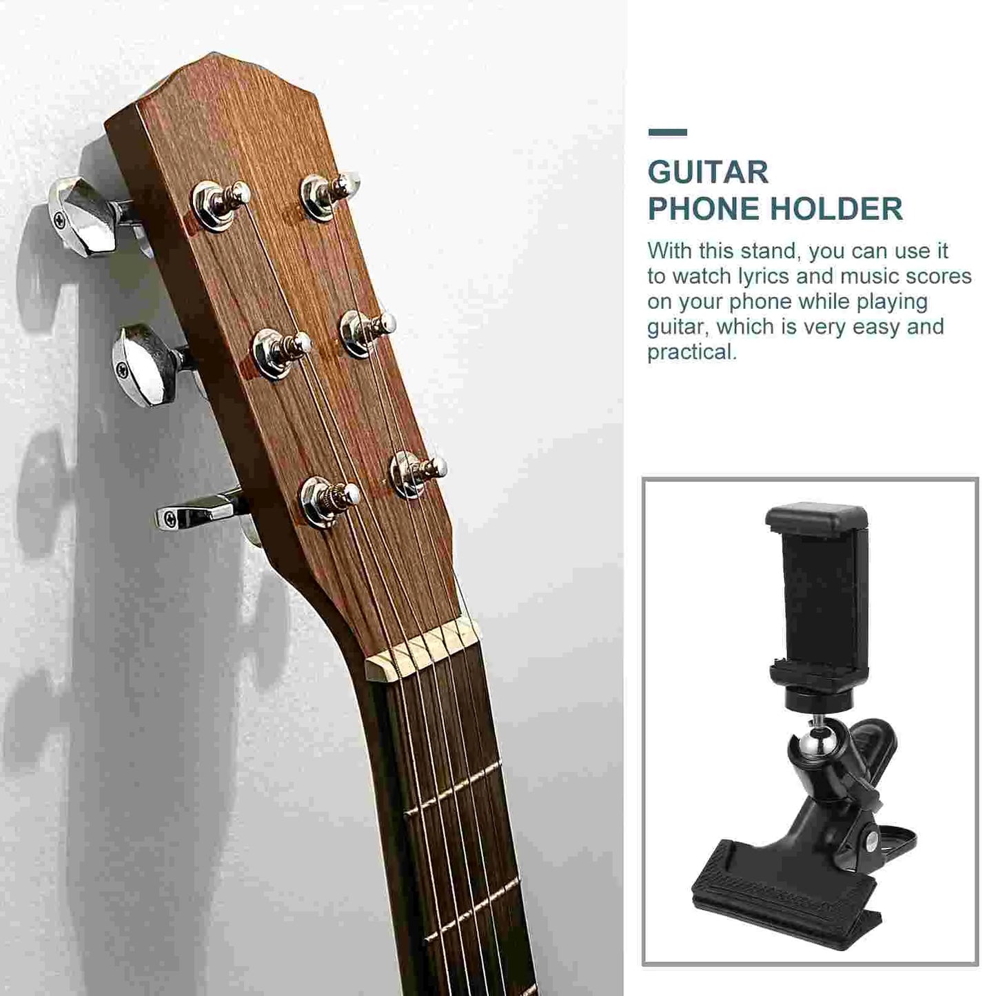 Guitar Phone Clip Head Stand Mobile Holder Clip-on Rack Music Headstock Plastic Cell Clamp Car Mount