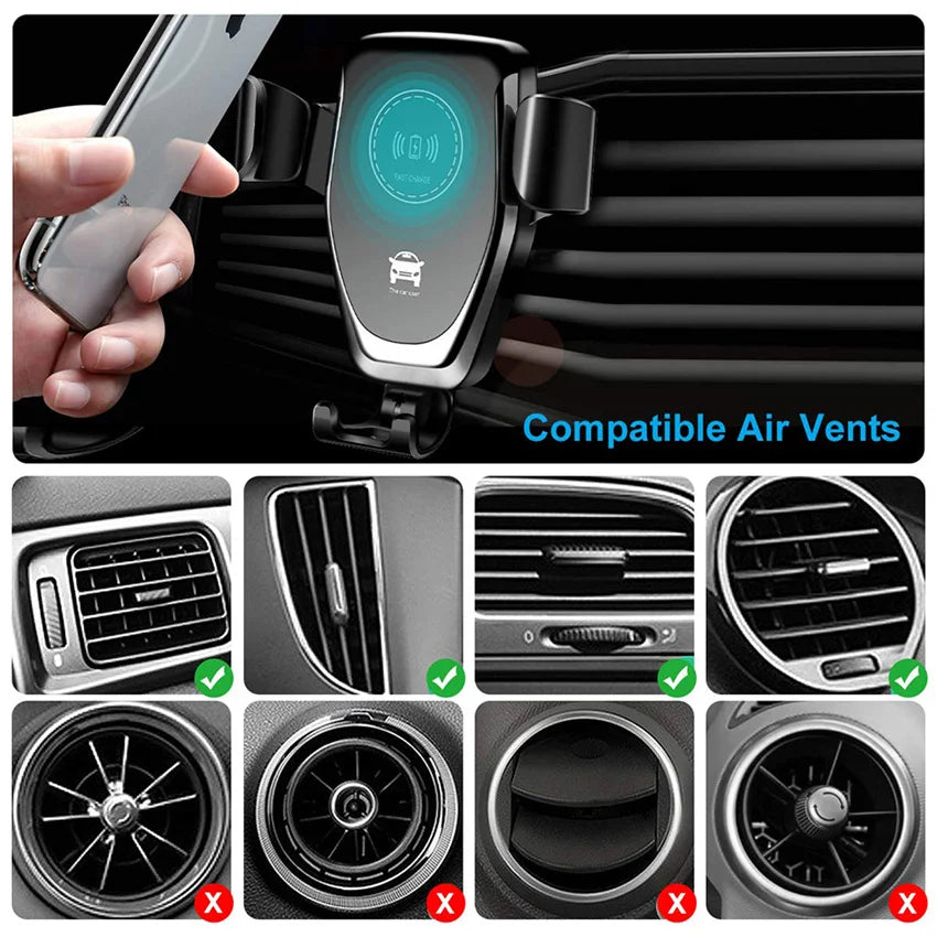 30W  Wireless Fast Charger Car Mount Air Vent Mobile Phone Holder Charging Stand Work On Smartphone