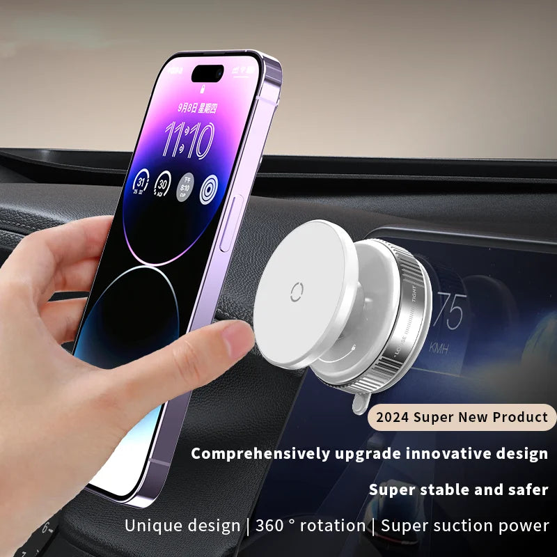 Intelligent For Magsafe Car Mount Mobile Phone Holder Magnetic Vacuum Magnetic Suction Cup Folding Swivel Stand AdsorptionStable