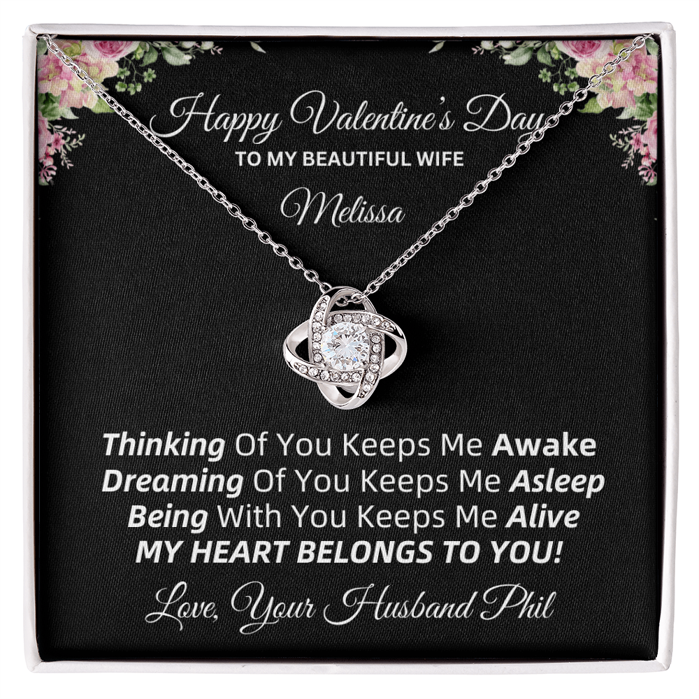 💖 Valentine's Love Knot Necklace | To My Beautiful Wife (PERSONALIZED WITH YOUR NAMES) 💖