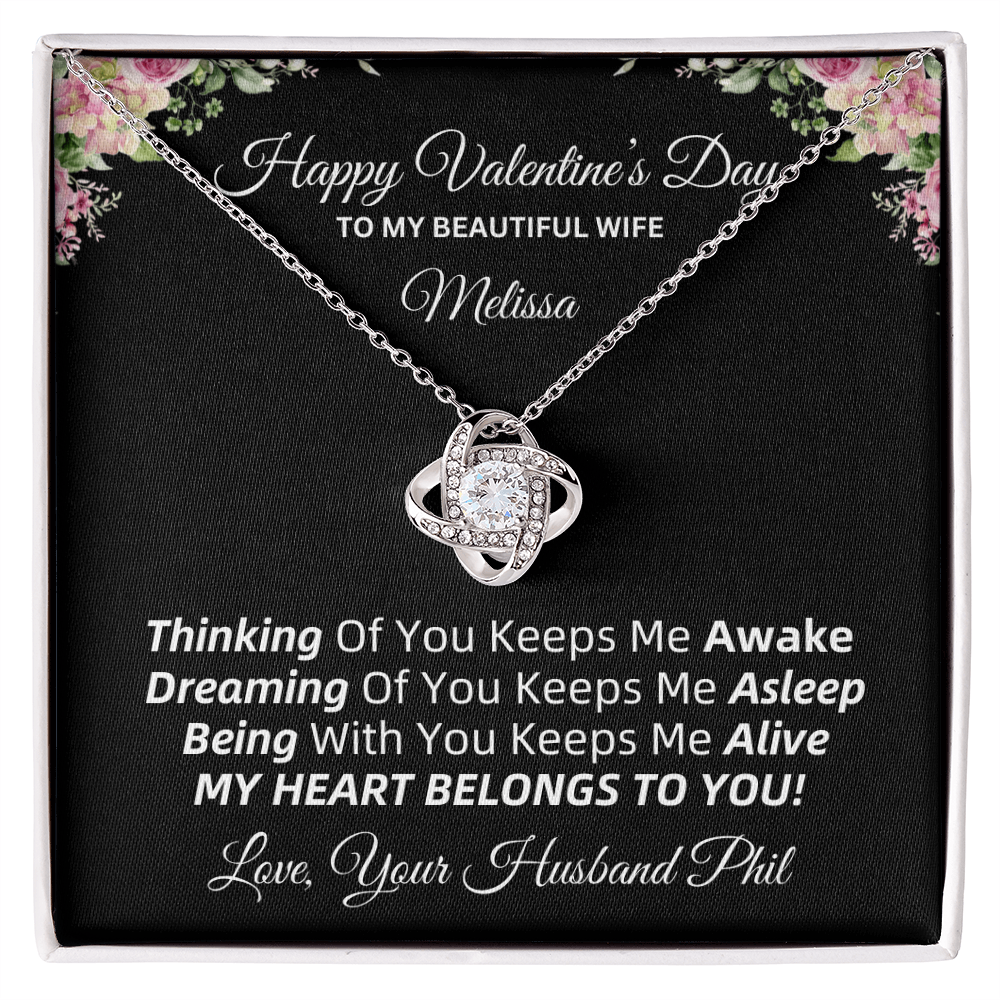 💖 Valentine's Love Knot Necklace | To My Beautiful Wife (PERSONALIZED WITH YOUR NAMES) 💖 