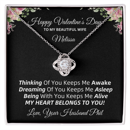 💖 Valentine's Love Knot Necklace | To My Beautiful Wife (PERSONALIZED WITH YOUR NAMES) 💖 