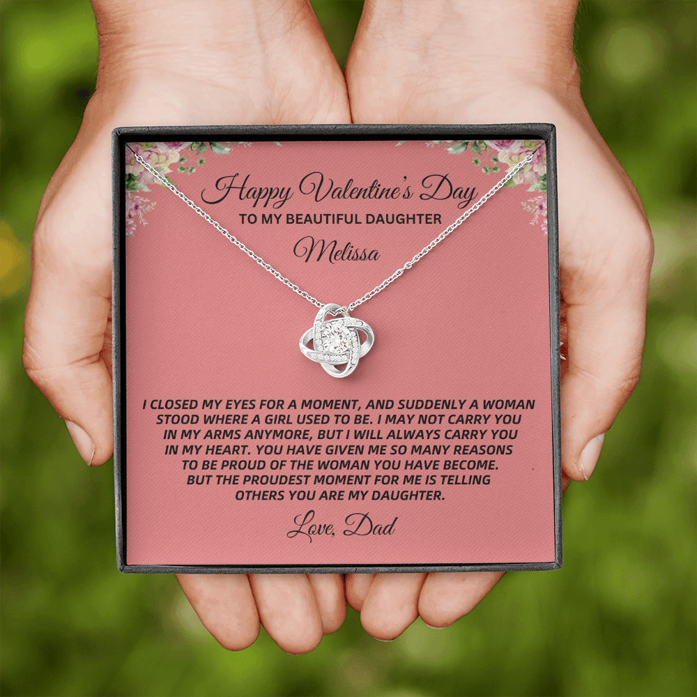 💖 Valentine's Love Knot Necklace | To My Beautiful Daughter (PERSONALIZED WITH YOUR NAMES)💖