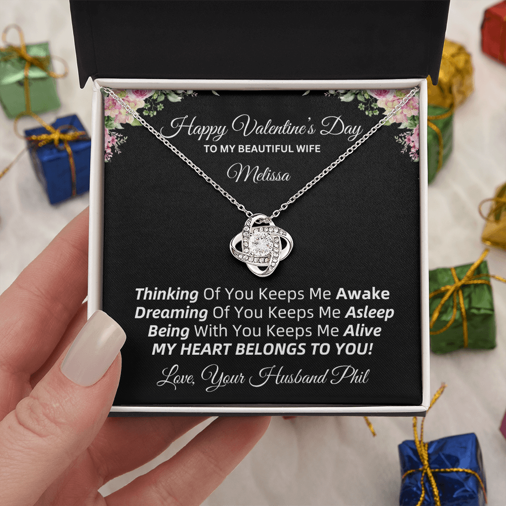 💖 Valentine's Love Knot Necklace | To My Beautiful Wife (PERSONALIZED WITH YOUR NAMES) 💖 