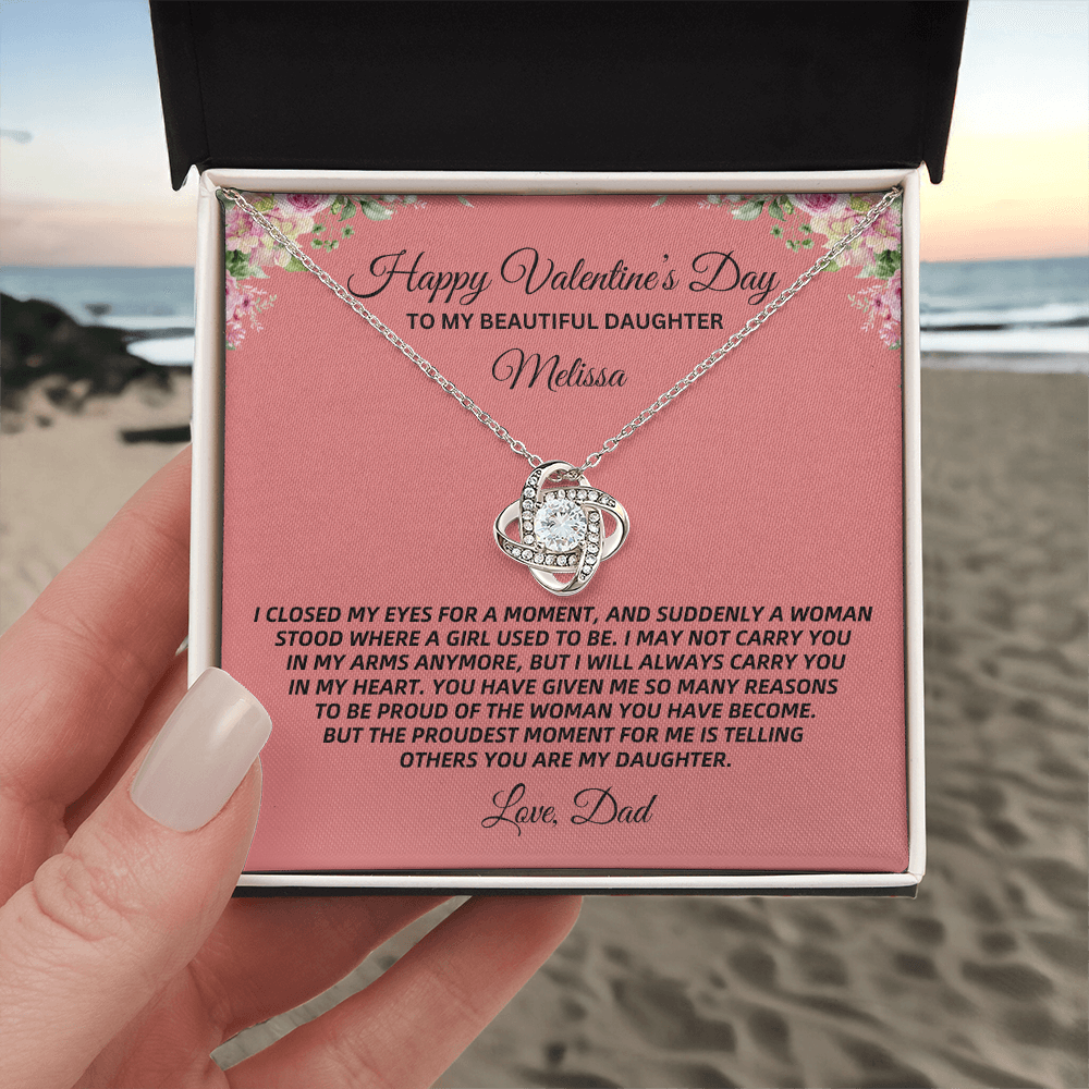 💖 Valentine's Love Knot Necklace | To My Beautiful Daughter (PERSONALIZED WITH YOUR NAMES)💖