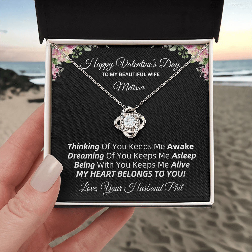 💖 Valentine's Love Knot Necklace | To My Beautiful Wife (PERSONALIZED WITH YOUR NAMES) 💖 