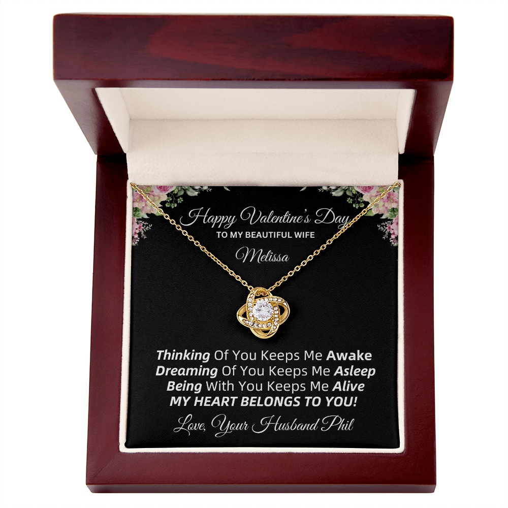 💖 Valentine's Love Knot Necklace | To My Beautiful Wife (PERSONALIZED WITH YOUR NAMES) 💖