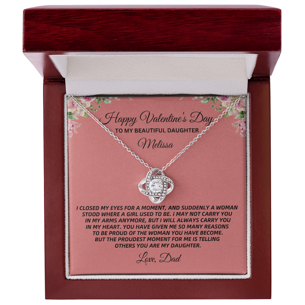 💖 Valentine's Love Knot Necklace | To My Beautiful Daughter (PERSONALIZED WITH YOUR NAMES)💖