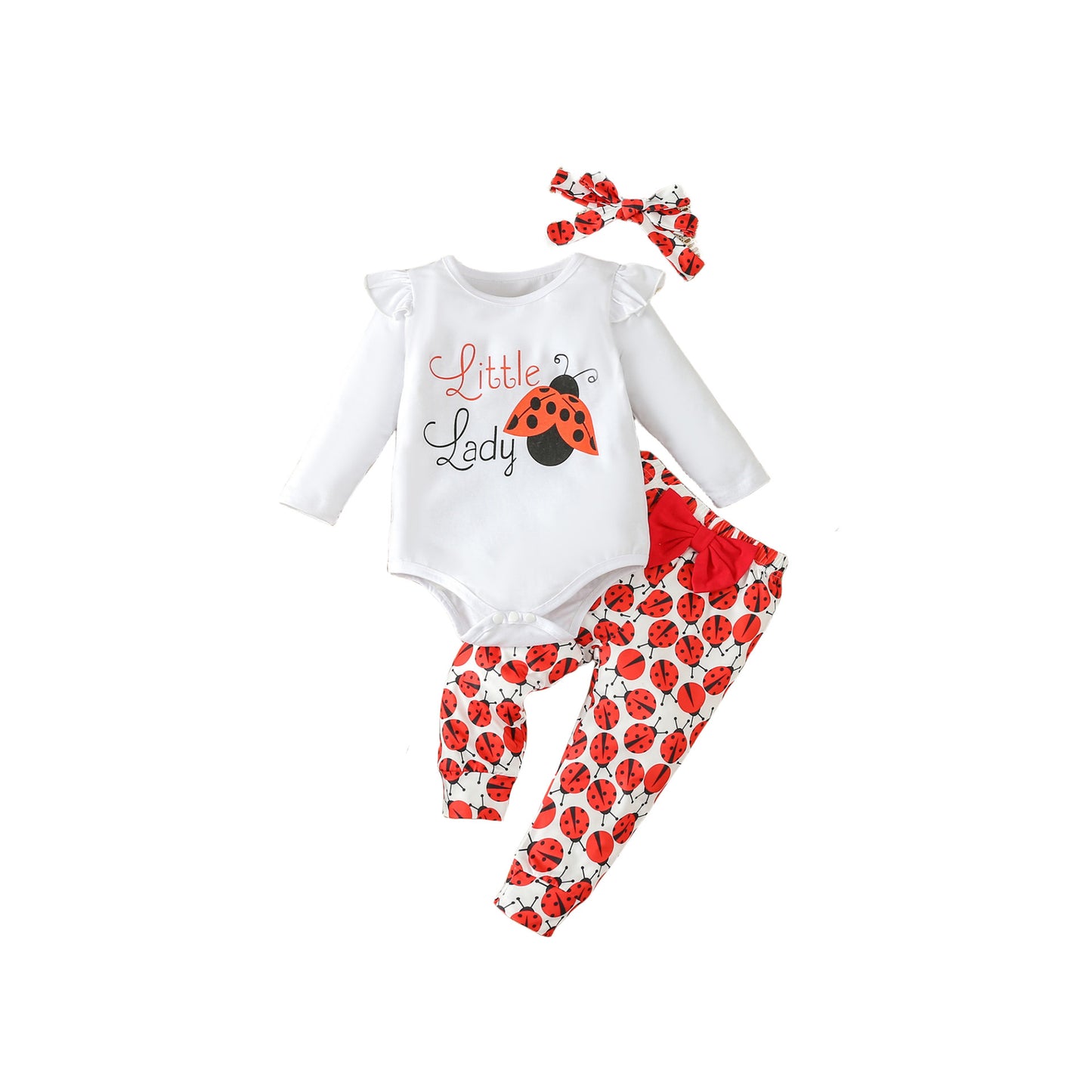 Clothing Girls' Long-sleeved Cartoon Ladybug Romper