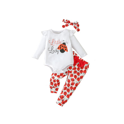 Clothing Girls' Long-sleeved Cartoon Ladybug Romper