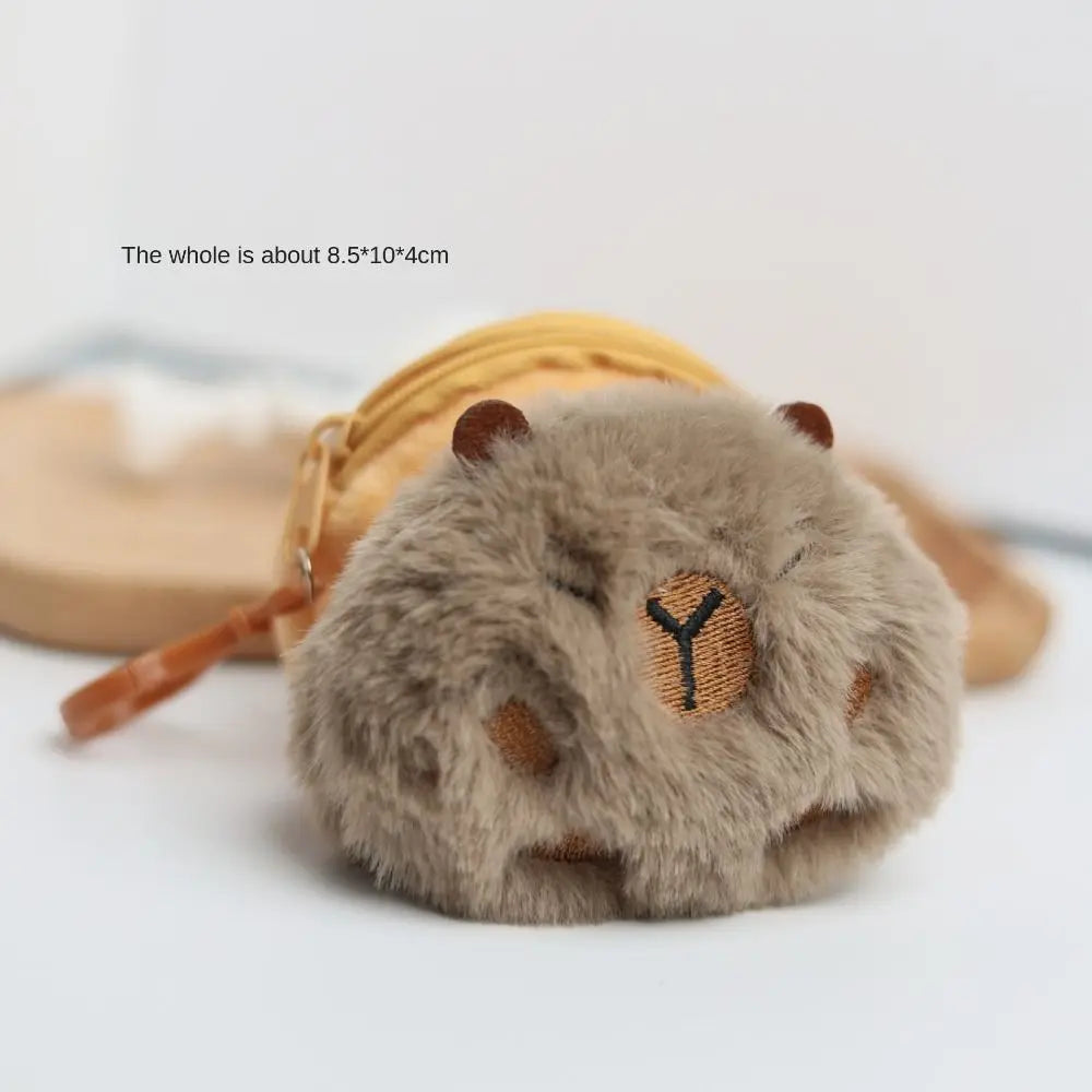 Funny Portable Capybara Plush Coin Purse Cartoon Animal Zipper Capybara Purse Bag Kawaii Mini Capybara Earphone Bag Bag Pendant