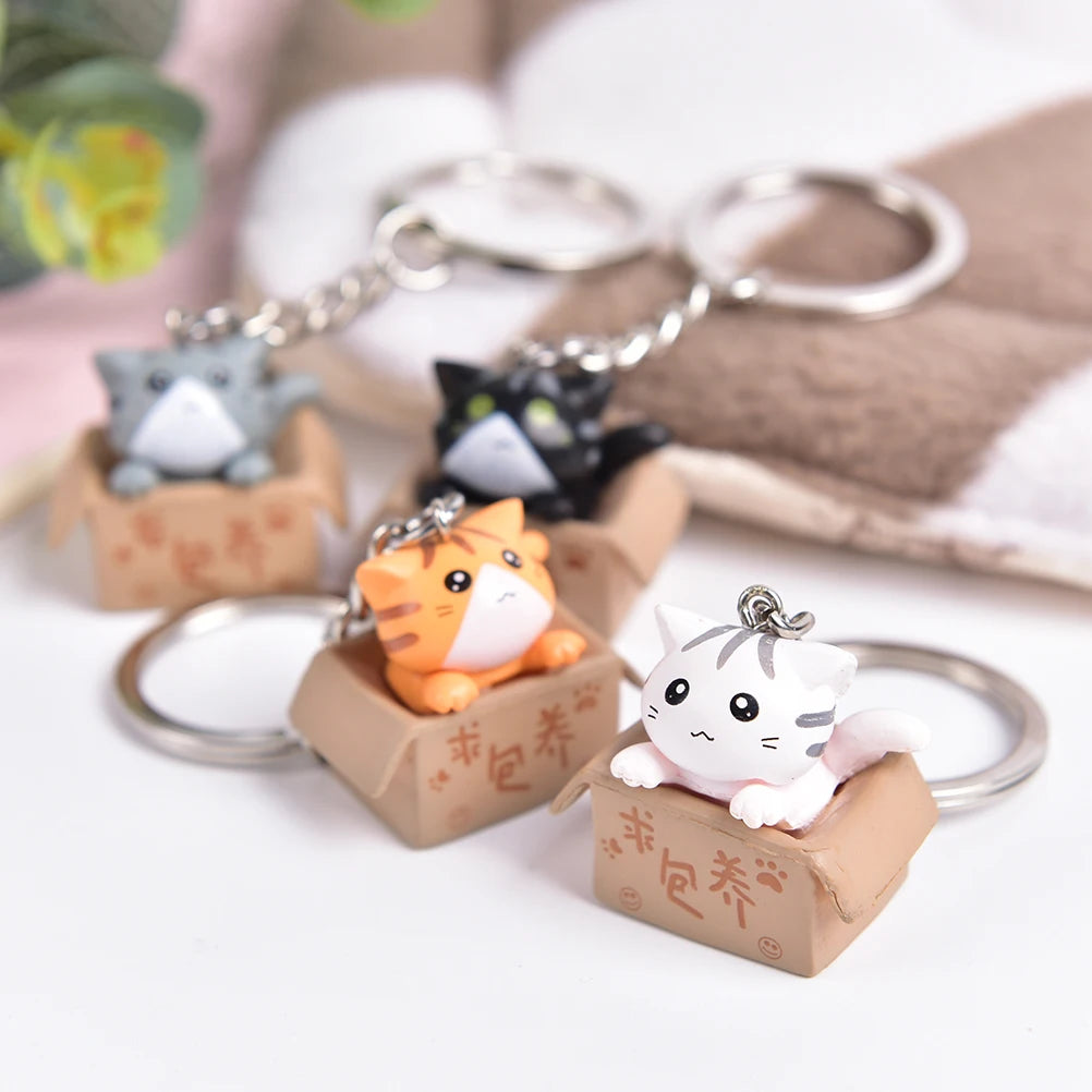 1 Pcs Lovely Cartoon Cat Key Rings Chains Pendant Ornament For Bag Car Keychain Parts