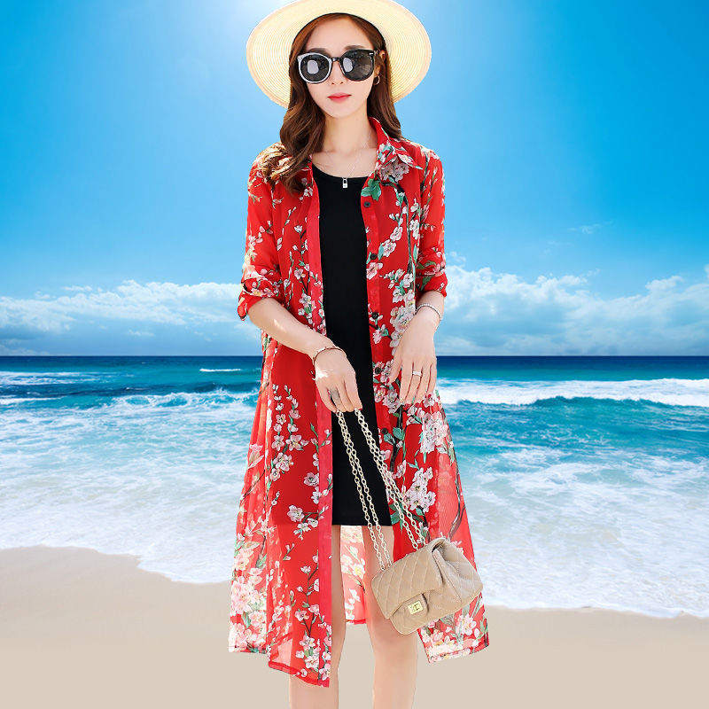 Shawl Thin Jacket Chiffon Outer Cardigan Beach UV Protection