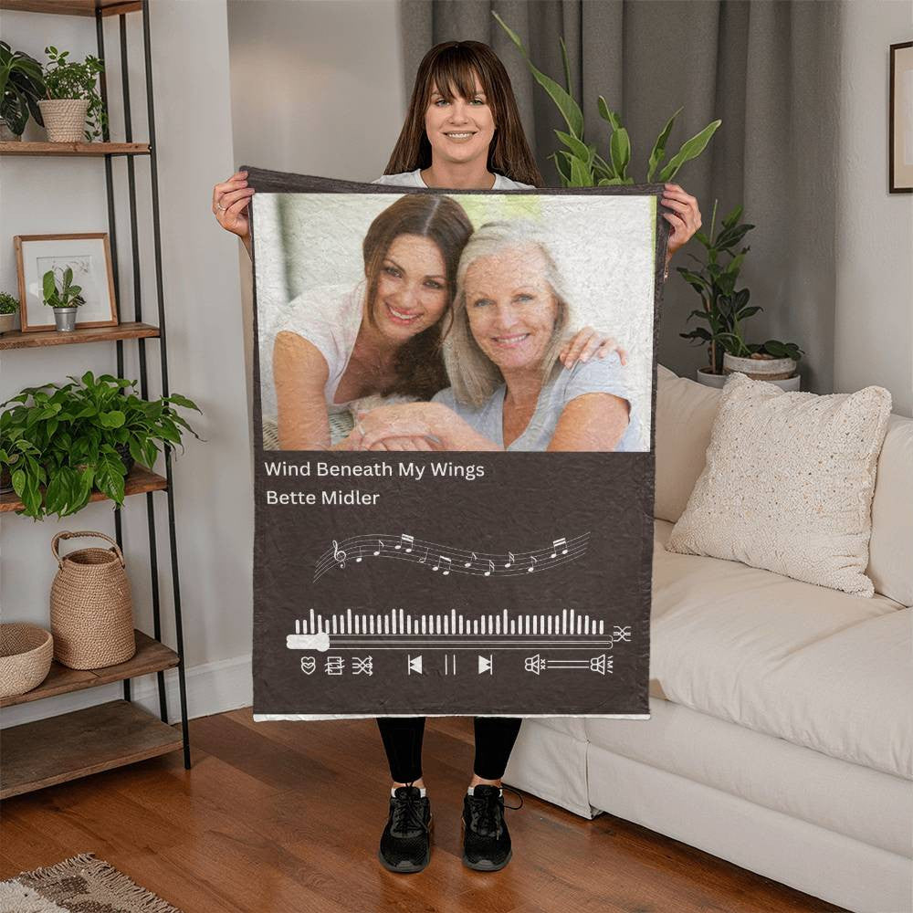 Personalized Mink Touch Fleece Blanket with Photo Upload & Song Choice