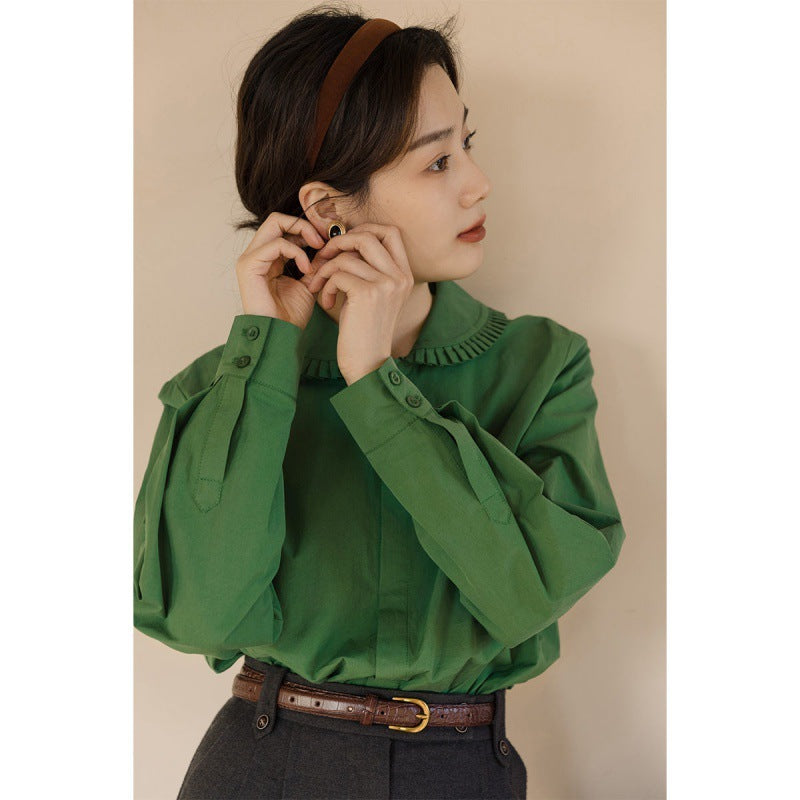 Women's Fashion Vintage Doll Collar Shirt Top