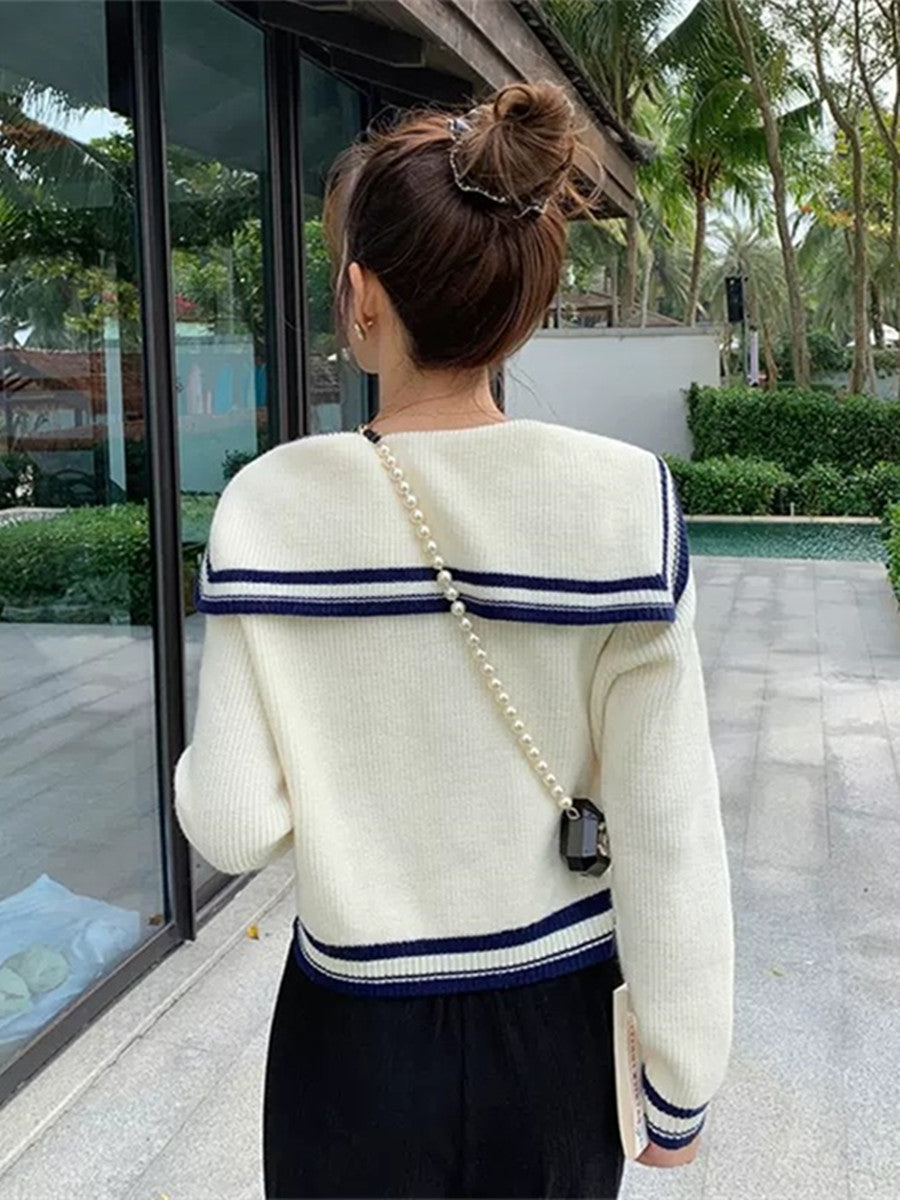 Women's White Large Lapel Sweater Cardigan Coat